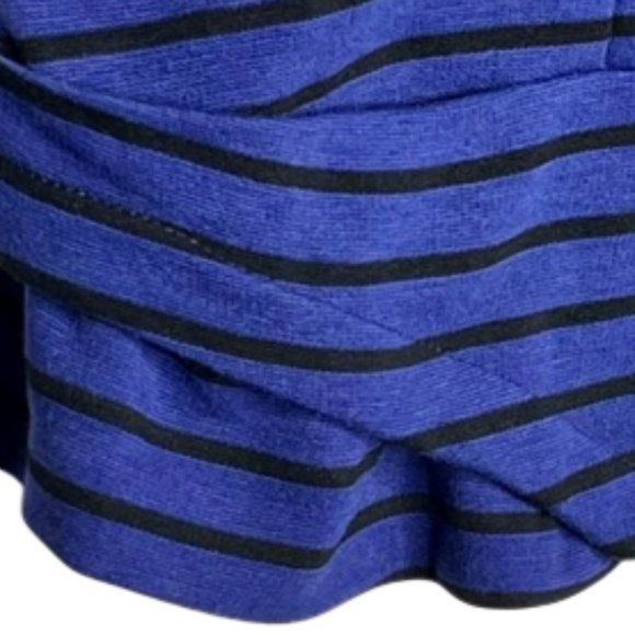 Anthropologie Cartonnier Royal Blue/Black Striped Ponte Ruffle Blazer - S - Picture 7 of 12